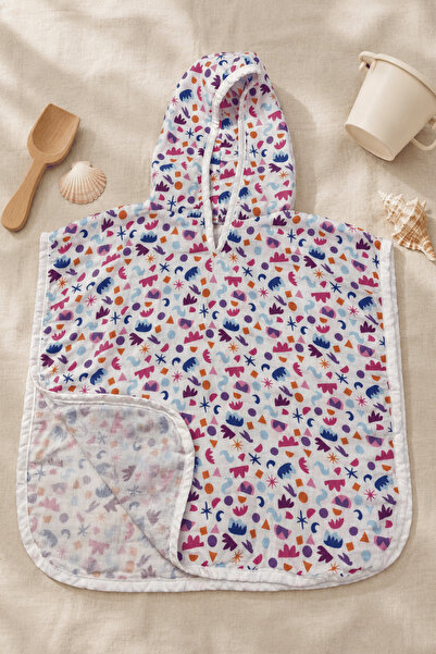 Menderes Home La Notte Lumira 100% Cotton Muslin Baby & Kids Poncho Towel (0-...