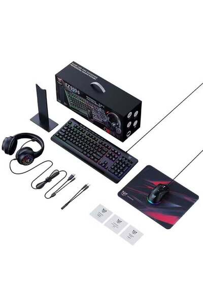 Onikuma TZ5006 5 in 1 Combo Gaming Set and Keyboard Mouse Headset Stand and M...
