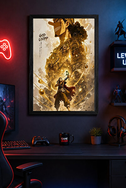Charmbi Poster cu ramă din lemn negru God Usopp, pictură cu imprimare digital...