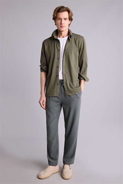 DeFacto Relax Fit Relaxed Fit Linen Blend Short-Leg Trousers E4790Ax26Au