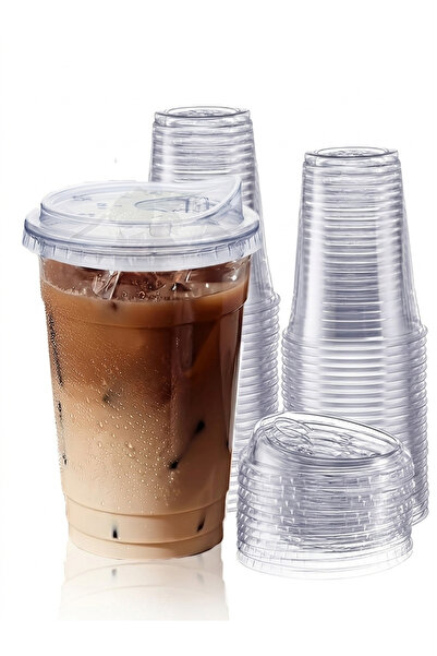 Kaya Ambalaj 20 Adet Klips Kapaklı 350 Cc Soğuk Kahve Milkshake Limonata Bard...