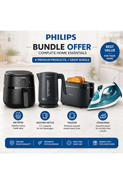 Philips NA220 AIR FRYER AND HD9314 KETTLE AND HD2510 TOASTER AND DST3011 IRON...