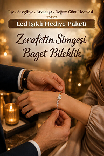 CAN SİLVER 925 Ayar Gümüş Üç Taş Rodyum Baget Gümüş Bileklik- IŞIKLI KUTULU BİLEKLİK