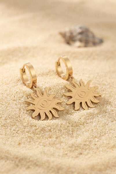 DMR Elegance 316L Steel Gold Color Sun Model Eye Embroidery Women's Earrings