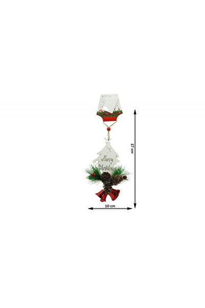 Rao Ornament de Brad Pom de Craciun, Alb, Lemn, 17 Cm