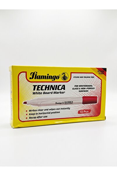Flamingo Technica White Board Red Marker | Pack of 10 Pieces