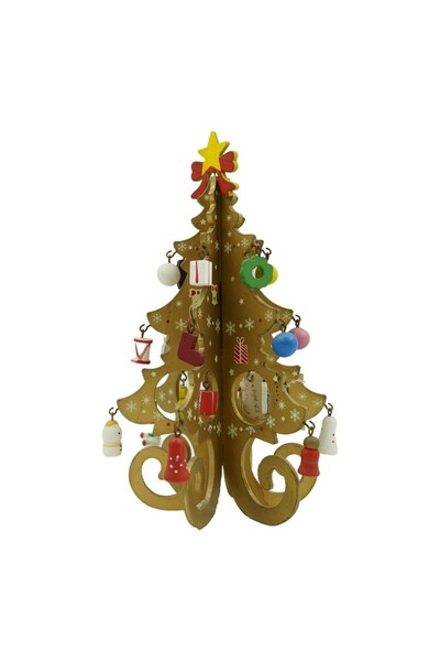 Rao Decoratiune Craciun, Brad, Auriu, 6 Cavitati cu Ornamente, 12 Cm X 20 Cm,...