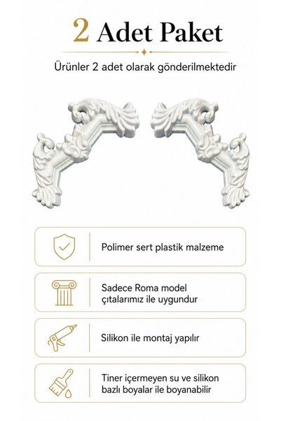 Dekonil Şah PS Boyanabilir 2,5 cm Çıta Geçmeli Köşe Motifi - 2'li