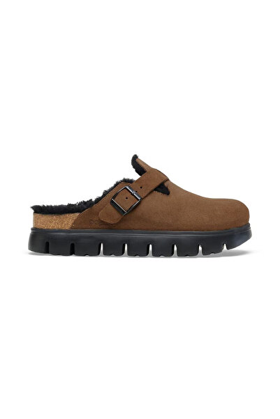 Birkenstock بوستون تشانكي VL شيرلينغ دارك تي شباشب نسائية 1030574 جاست ستيب