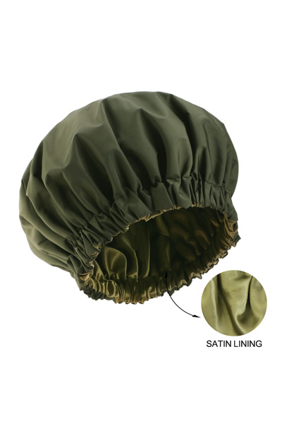 Choice army green NEW double Layer solid color Shower Caps Waterproof Bath Ca...
