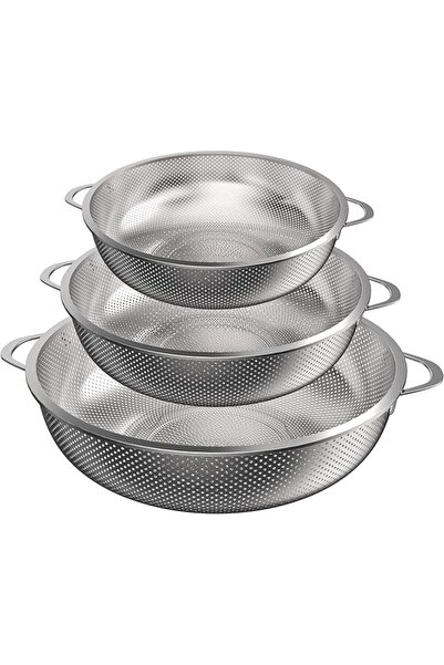 STARSTAR 3-Piece Microporous Stainless Steel Kitchen Strainer Colander Set wi...