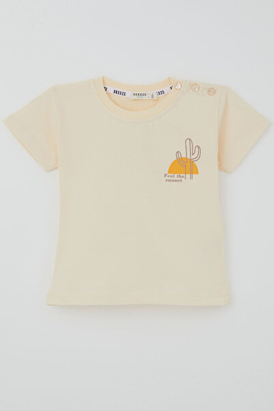 Breeze Boy's Short Sleeve T-Shirt with Desert Themed Cactus Back Print Detail...
