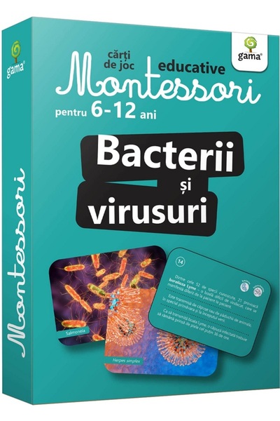 Gama Bacterii si virusuri. Carti de joc Montessori pentru 6-12 ani