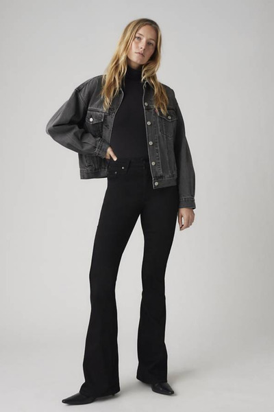 Levi's 726 جينز نسائي أسود عالي الخصر ذو أرجل واسعة على الطراز الإسباني