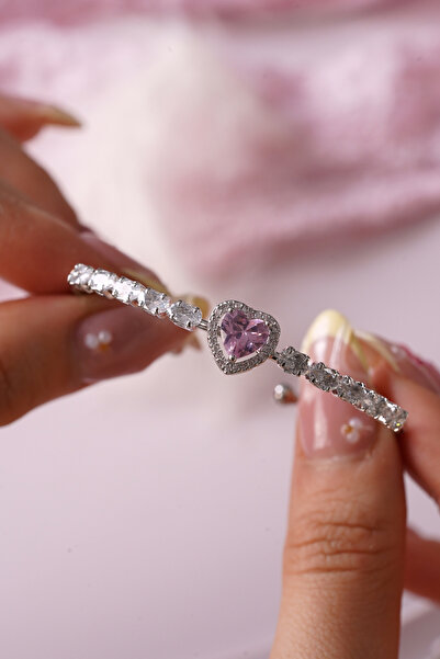AŞIK ACCESSORIES Pink Heart Princess Handcuff Bracelet