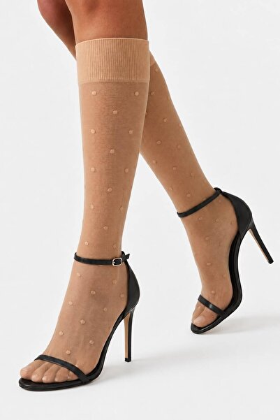 DÜVEN Style Patterned Skin Color Transparent Knee-Length Pant Socks