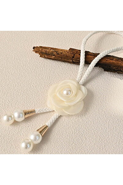 STARSTAR Beige 4 Camellia Curtain Tiebacks Pearl Decor