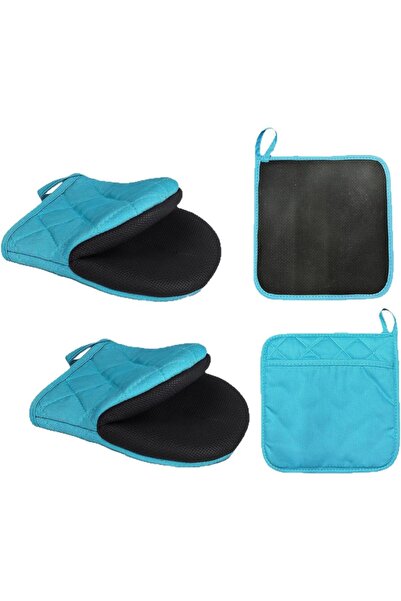 STARSTAR A set of 4 heat-resistant oven mitts and heat-resistant mats - cotto...