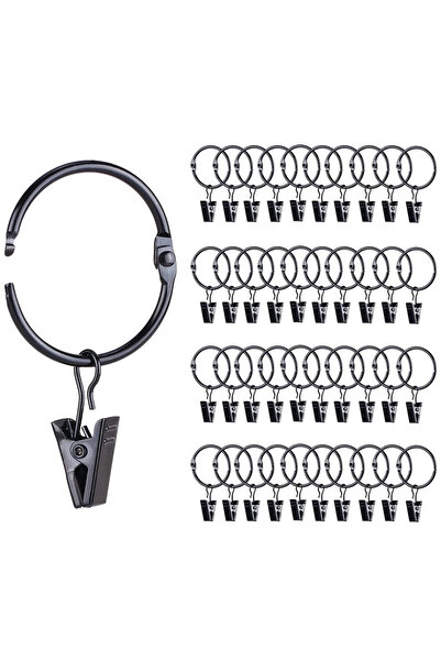 STARSTAR set of 42 openable curtain rings with clips, 1 inch inner diameter.