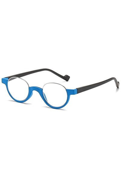 STARSTAR Retro Round Half-Rim Reading Glasses with Spring Hinge (Blue, +1.0)
