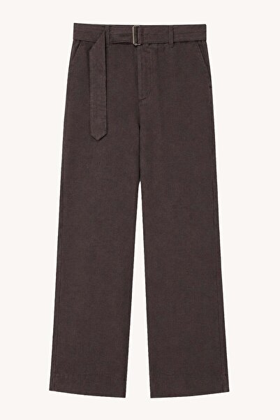 Antioch Coffee Lyocell Blended Belted Trousers