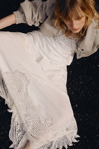 H&M Broderie anglaise linen-blend skirt