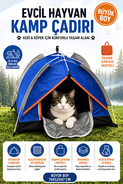 Yıldızhane Katlanabilir Evcil Hayvan Kamp Çadırı Kedi Köpek Oyun Çadırı Taşın...