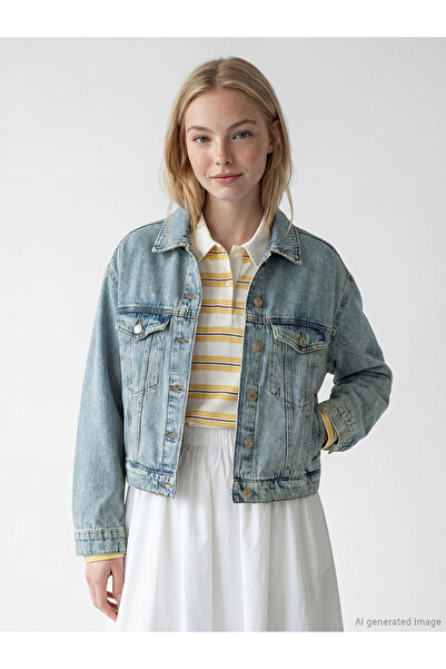 LC Waikiki Collared Neck Women's Denim Jacket