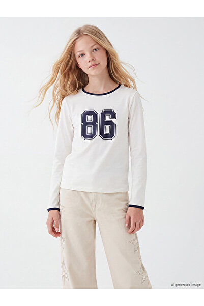 LC Waikiki Girls' Slim Fit Crew Neck Long Sleeve T-Shirt