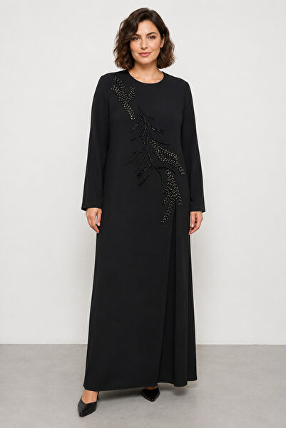 bihan store فستان سهرة نسائي بطول كامل مع فتحة خلفية مغلقة وسحاب Y26-8922 - أسود