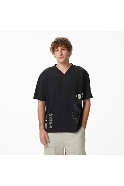 United4 United4 Regular Fit Men's Black T-Shirt