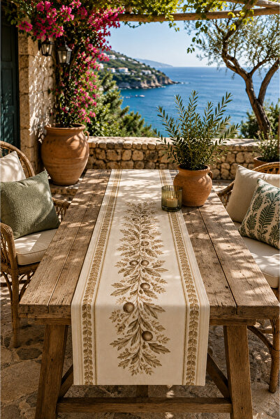 MUN HOME Toscana Olive Branch Flower Pattern Mediterranean Style Italian Styl...