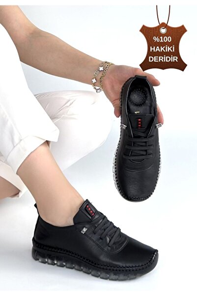 DMR Elegance Jiten Black Genuine Leather Lace-Up Sports Shoes