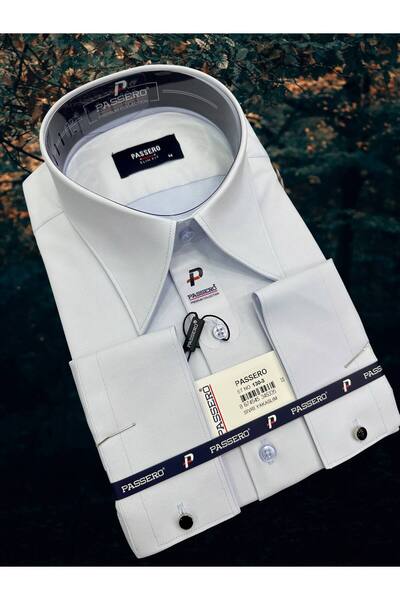 PASSERO Slim Fit Italian Collar Cufflinks Satin Lycra
