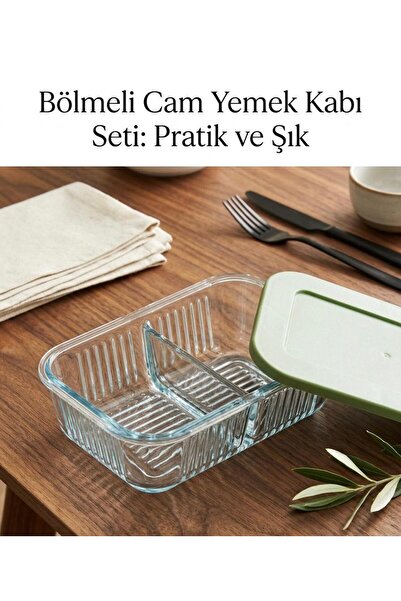caddeplushome 2li Frigo Bölmeli Tereyağlık Reçellik Kahvaltılık Saklama Kabı
