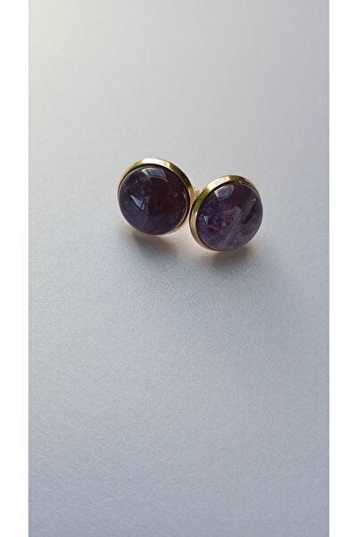Generic Brand Cercei cu Ametist 12mm si tortite placate cu aur 18K