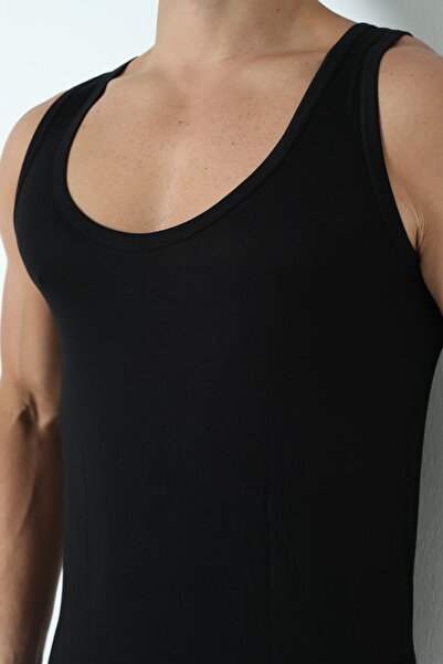 X MODAL Men's Black Bamboo Undershirt Soft Flexible Thin Fabric Breathable Un...