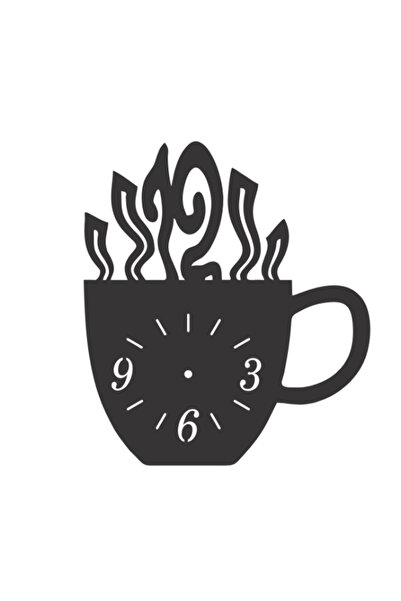 Gabcom Ceas de perete Coffee din lemn,culoare negru, 30 cm, design decorativ,...