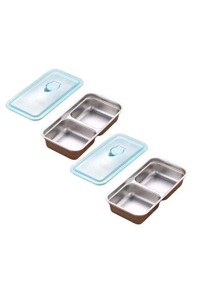 STARSTAR 2-pack double-compartment stainless steel snack box with lids for tr...