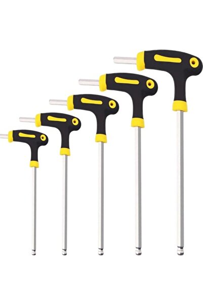 STARSTAR T-handle Allen wrench set with ball head, metric sizes 2.5/3/4/5/6mm...