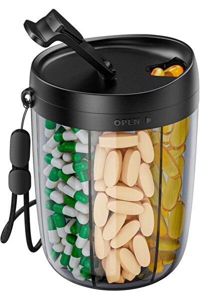 STARSTAR Large pillbox - Holds up to 6 types of vitamins - Leak-proof and ant...