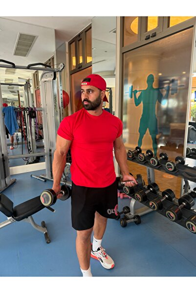 Bas Body FitnessWear Red Crew Neck Narrow Sleeve Oversize Lycra Oval Cut Flex...
