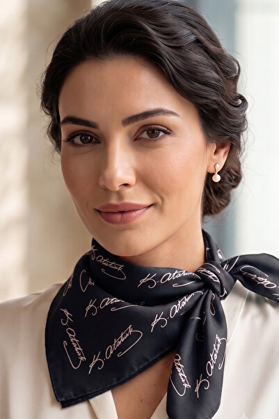 Exve Exclusive Alb pe negru Mustafa Kemal Atatürk Semnat Accesoriu bandană eș...