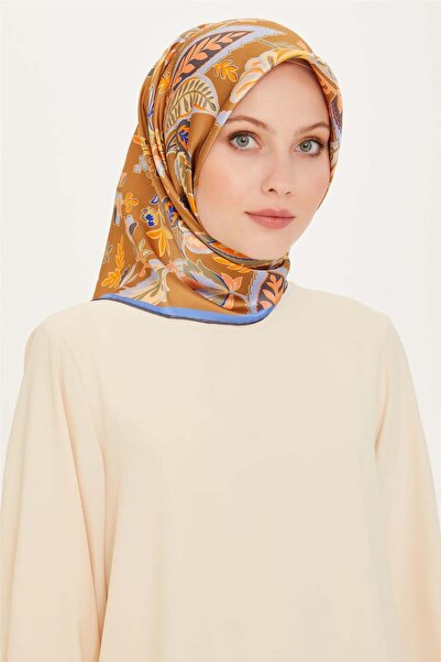 Armine Floral Pattern Twill Pure Silk Scarf 9227D 53