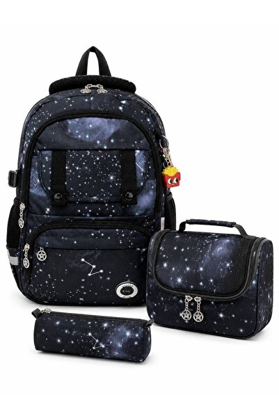 Dadacuq Galaxy Printed Five-Compartment Orthopedic Bag with Accessories, Pen ...