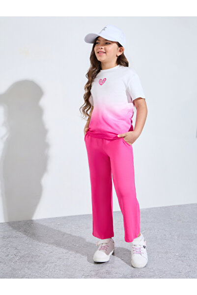 Styli Girls Ombre Printed T-Shirt and Wide Leg Joggers Set