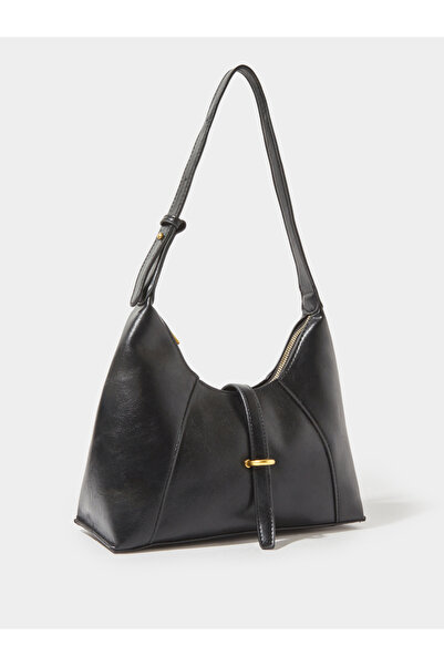 Styli Black Shoulder Bag with Buckle Detail