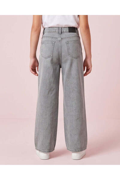 REDTAG Senior Girls Mid Grey Wide-Leg Jeans