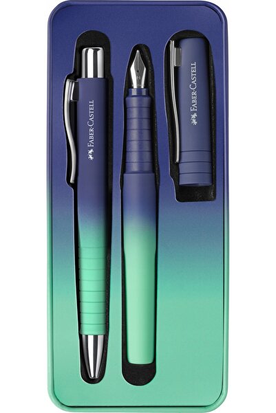 NO BRAND FABER-CASTELL Stilou cu cerneală + pix automat Poly SET ETUI Blue
