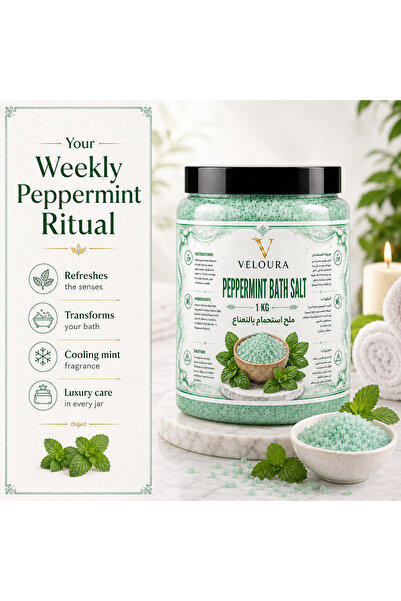 Veluora MINT SPA SALT 1KG – COOLING & REFRESHING BATH SALT FOR RELAXING BODY ...